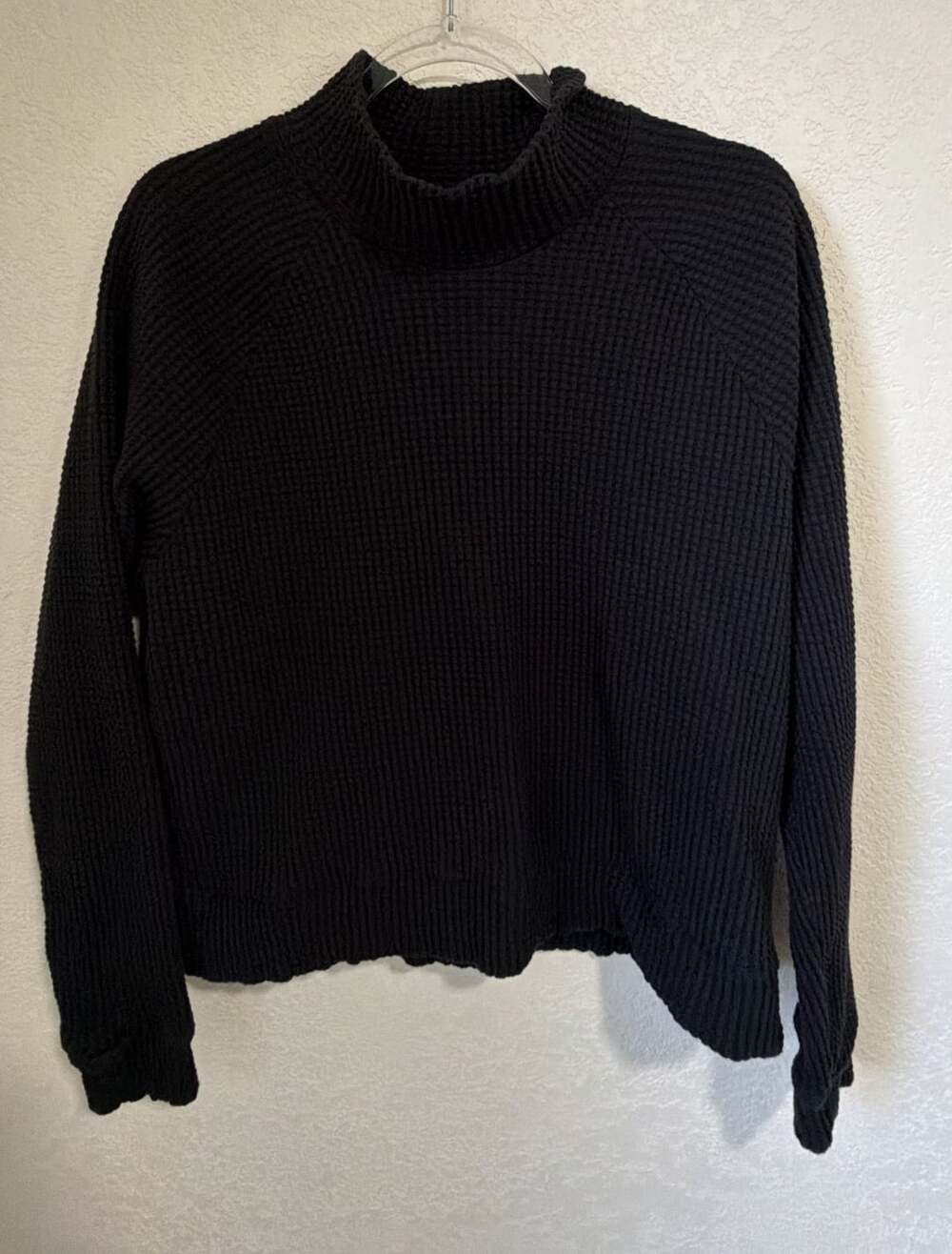 The North Face Waffle Knit Mock Neck Sweater Size L Black